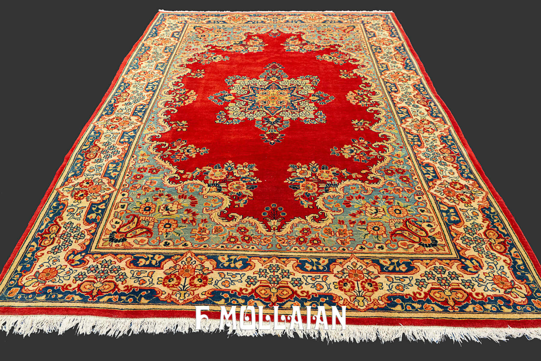 Beautiful Antique Persian Saruk Red Open-Field Medallion Rug n°:98308802